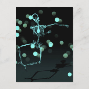 Dancing X-Ray Skeleton - Aquamarin Postkarte