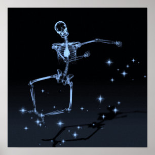Dancing X-Ray Skeleton - Blau Poster