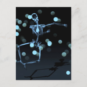 Dancing X-Ray Skeleton - Blau Postkarte