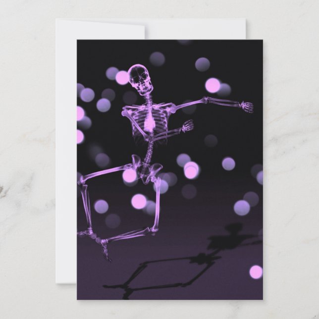 Dancing X-Ray Skeleton - Lila Einladung (Vorderseite)
