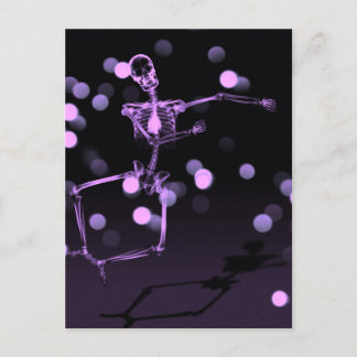 Dancing X-Ray Skeleton - Lila Postkarte