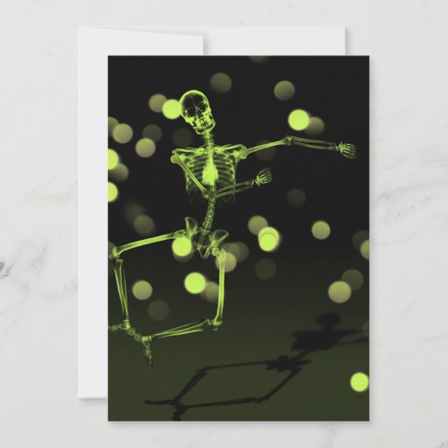 Dancing X-Ray Skeleton - Lime Green Einladung (Vorderseite)