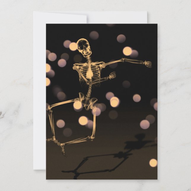 Dancing X-Ray Skeleton - Orange Einladung (Vorderseite)