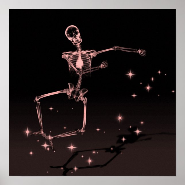 Dancing X-Ray Skeleton - Rot Poster (Vorne)