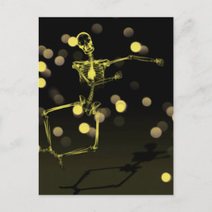 Dancing X-Ray Skelett - Gelb Postkarte