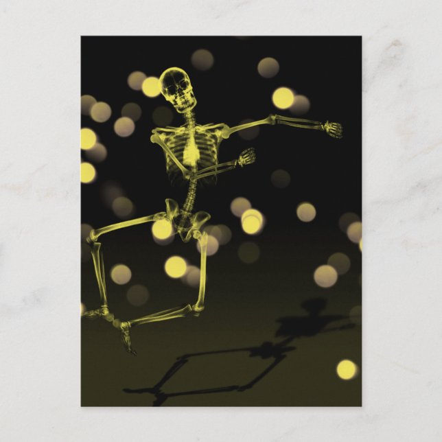 Dancing X-Ray Skelett - Gelb Postkarte (Vorderseite)