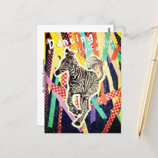 Dancing zebra Funky Mixed Media Postcard Postkarte