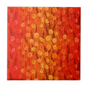 Dandela Field Summer Blume Red Orange Ombre Fliese