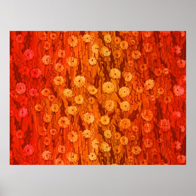 Dandela Field Summer Blume Red Orange Ombre P Poster (Vorne)
