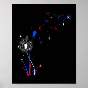Dandelion 4. Juli Niedliche Blume American Patriot Poster