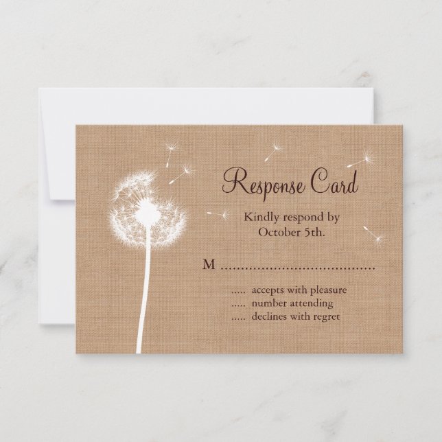 Dandelion auf Burlap UAWG RSVP Karte (Vorderseite)