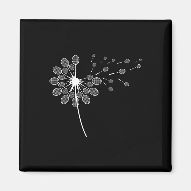 Dandelion Badminton Racket Shirt Badminton Player Magnet (Vorne)