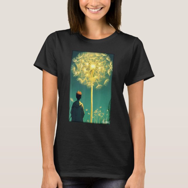 Dandelion Basket Blume Spring Meadow Green T-Shirt (Vorderseite)