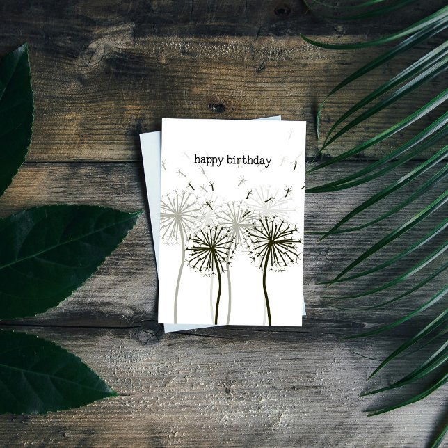 Dandelion Birthday Card Karte (Unique Birthday Cards: Geometric and Flat Art styles featuring florals, animals, and modern designs.)