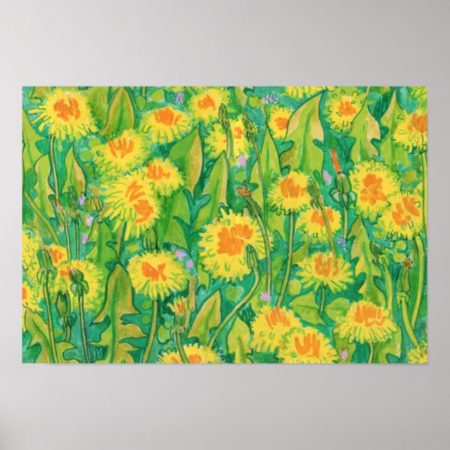 Dandelion Bloom Summer Blume Blumengelb Poster (Vorne)
