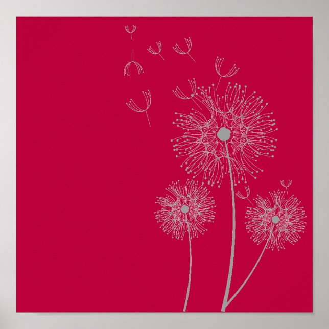 Dandelion-Blume auf rosa Art Poster (Vorne)