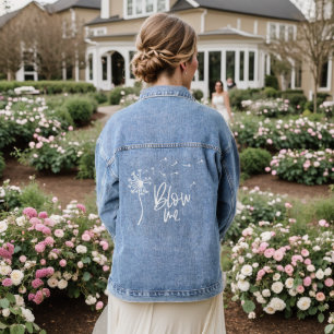 Dandelion-Blume geblasen mir ein Geschenk für Freu Jeansjacke