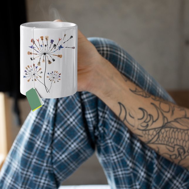 Dandelion Blume Musikgeschenk für Gitarrist Kaffeetasse (Von Creator hochgeladen)