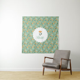 Dandelion Blume Orange Bloral Individuelle Name Wandteppich