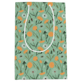 Dandelion Blume Orangefarbenes Muster Mittlere Geschenktüte