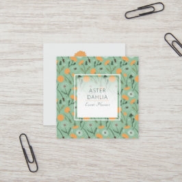 Dandelion Blume Orangefarbenes Muster Quadratische Visitenkarte
