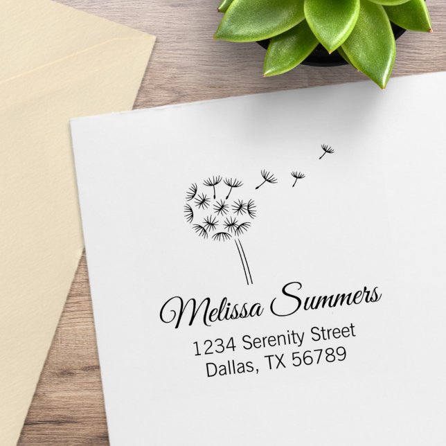 Dandelion Blume Parachutes Adresse Gummistempel (Von Creator hochgeladen)
