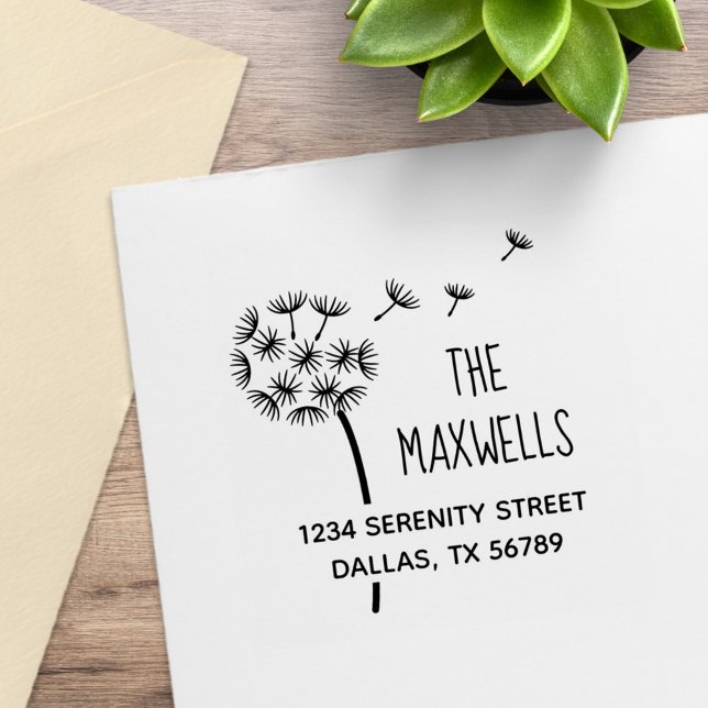 Dandelion Blume Parachutes Familienadresse Gummistempel (Von Creator hochgeladen)