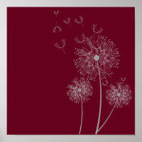 Dandelion Blume über Bordeaux-Kunst