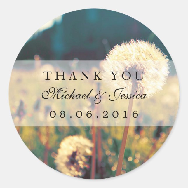Dandelion Blume Vintage Wedding Gefallen Stickers (Vorderseite)