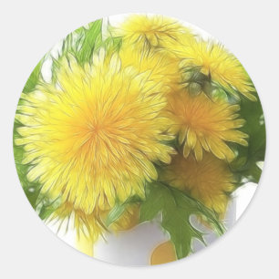 Dandelion Bouquet Runder Aufkleber