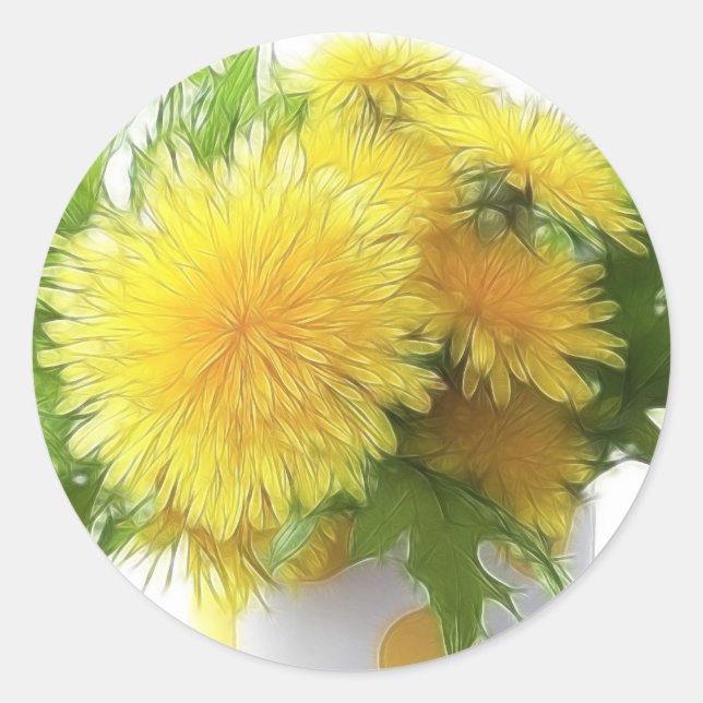 Dandelion Bouquet Runder Aufkleber (Vorderseite)