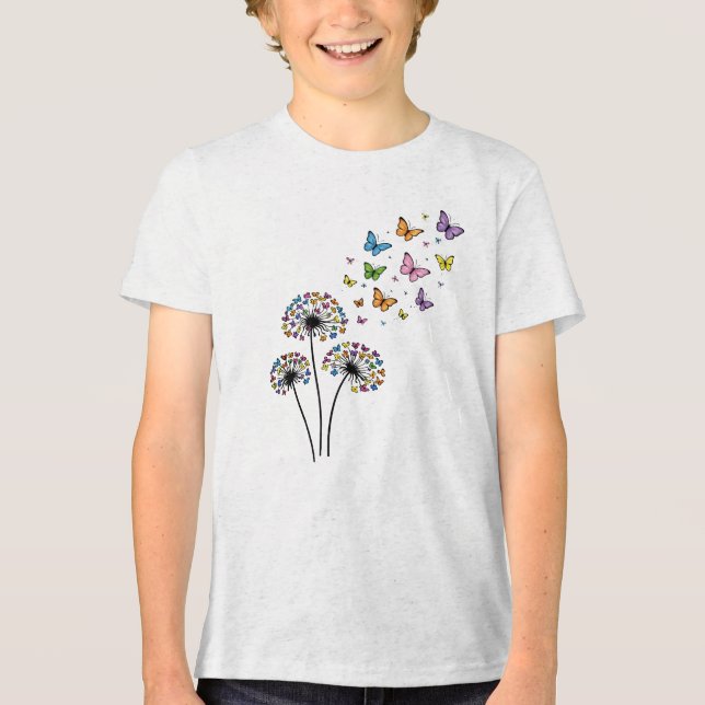 Dandelion butterfly flow Tri-Blend shirt (Vorderseite)