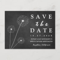 Dandelion Chalkboard Country Save the Date Cards