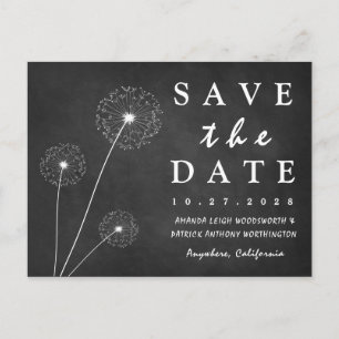 Dandelion Chalkboard Country Save the Date Cards Ankündigungspostkarte