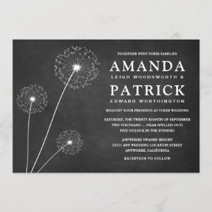 Dandelion Chalkboard Country Wedding Einladungen
