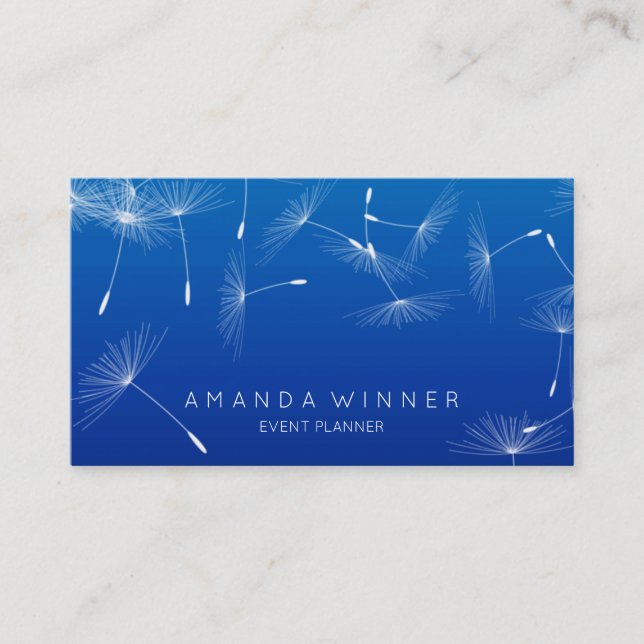 Dandelion Confetti Cobalt Blue Glam Ombre Event Visitenkarte (Vorderseite)