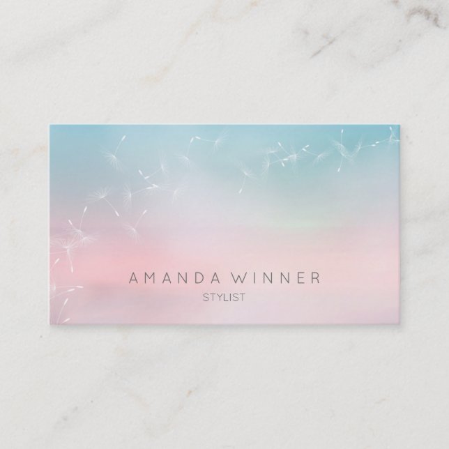Dandelion Confetti Pink Blue Pantone Ombre Visitenkarte (Vorderseite)