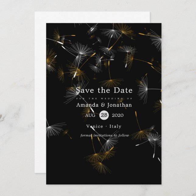 Dandelion Confetti Wedding Save The Date (Vorne/Hinten)