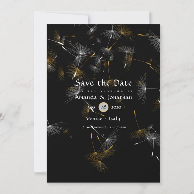 Dandelion Confetti Wedding Save The Date (Vorderseite)