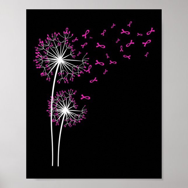 Dandelion Faith Hope Liebe Brustkrebs Bewusstsein Poster (Vorne)