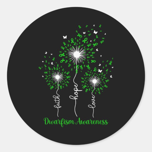 Dandelion Faith Hope Love Dwarfism Awareness  Runder Aufkleber (Vorderseite)