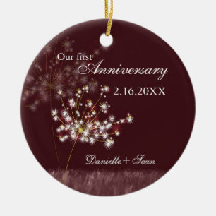 Dandelion First Wedding Anniversary Foto Keepake Keramikornament