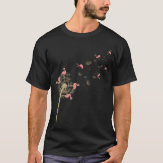 Dandelion Flamingoropischer Vogelretro T-Shirt