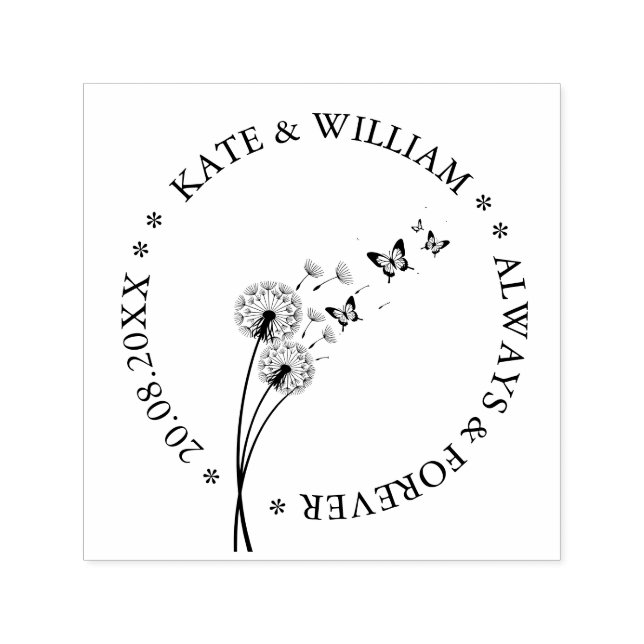 Dandelion floral Save the date Wedding Permastempel (Design)
