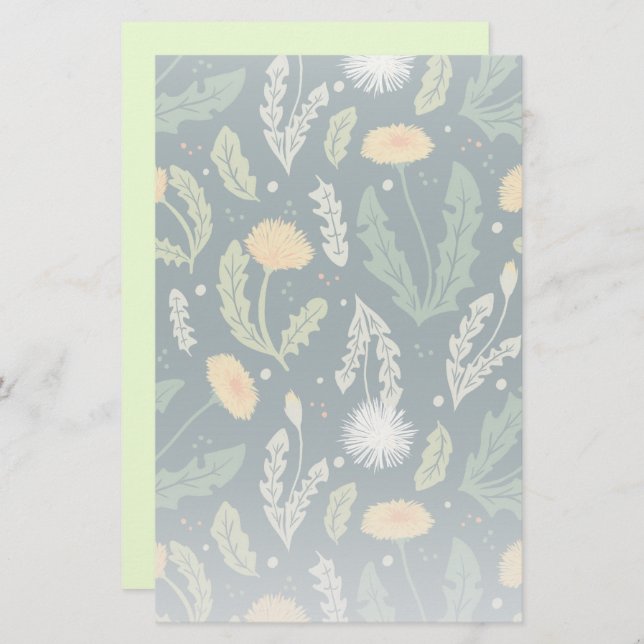 Dandelion Floral Weed Muster Briefpapier (Vorne/Hinten)