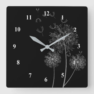 Dandelion  flower clock quadratische wanduhr