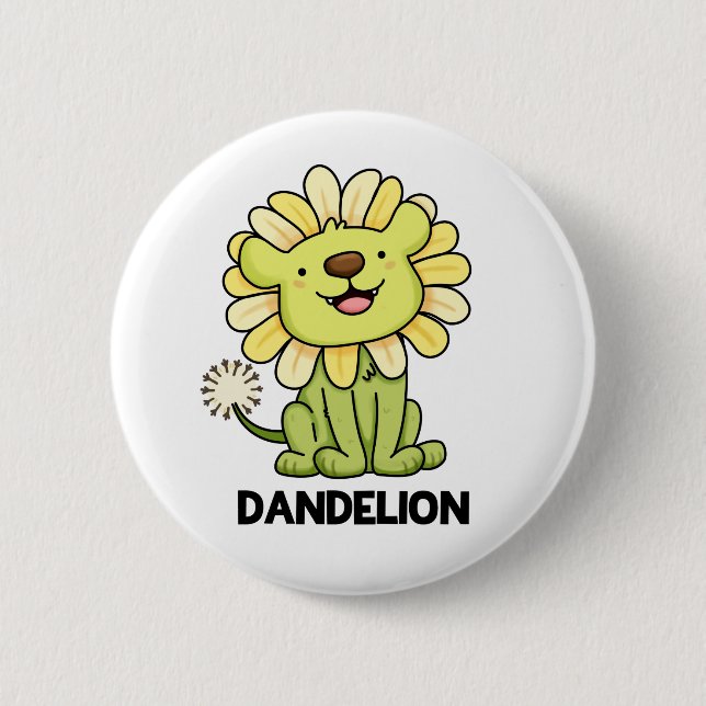 Dandelion Funny Lion Blume Pun Button (Vorderseite)