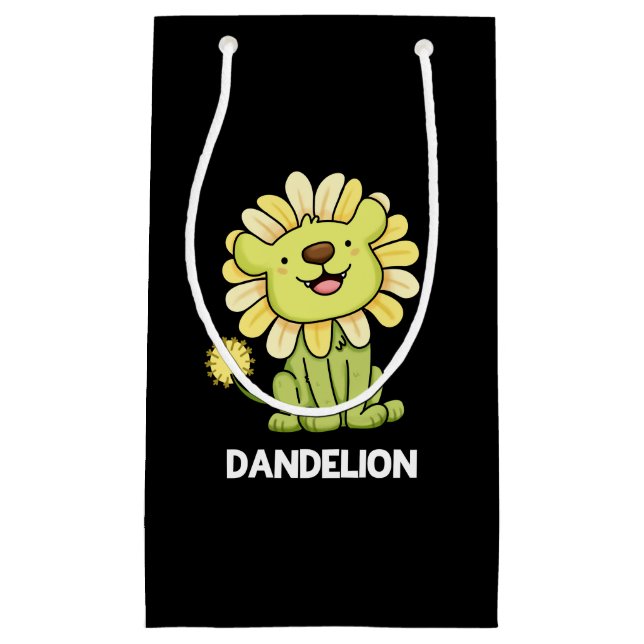 Dandelion Funny Lion Pun Dark BG Kleine Geschenktüte (Vorderseite)