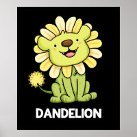 Dandelion Funny Lion Pun Dark BG