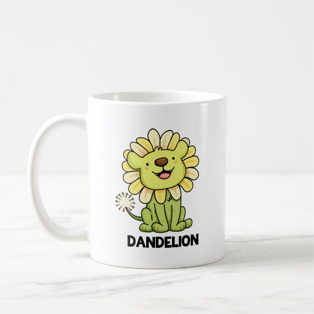 Dandelion Funny Lion Pun Kaffeetasse (Links)